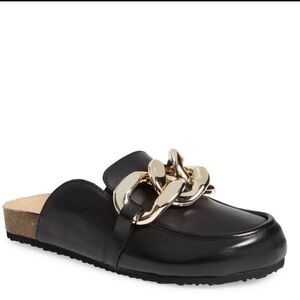 Steve Madden Black Clogs with Gold Accent